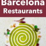 Pinterest image: photo of Michelin food with caption reading "The Best Barcelona Restaurants"
