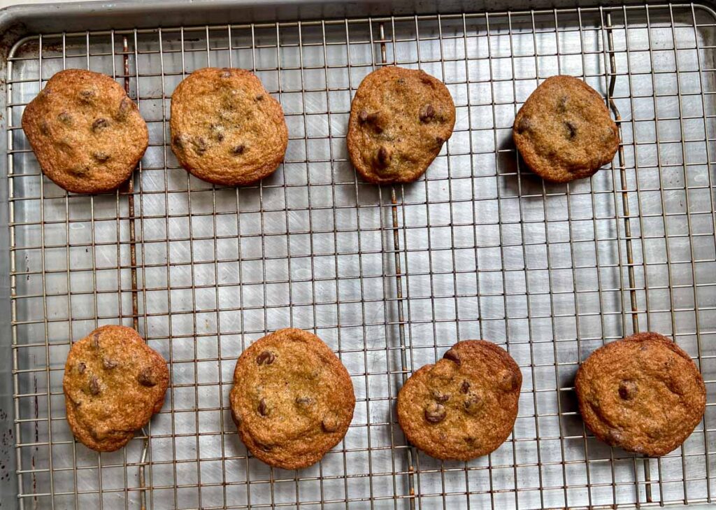 Chocolate Chip Cookies on a Baking Rack