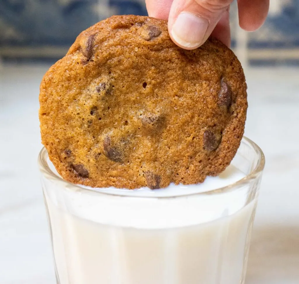 Cookie dunked in Milk
