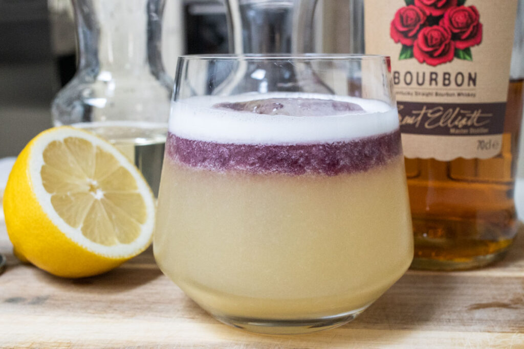 Crafted New York Sour Cocktail with Ingredients