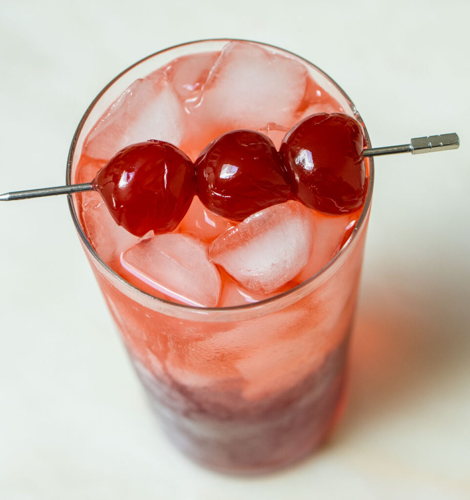 Dirty Shirley Cocktail with White Background from Above