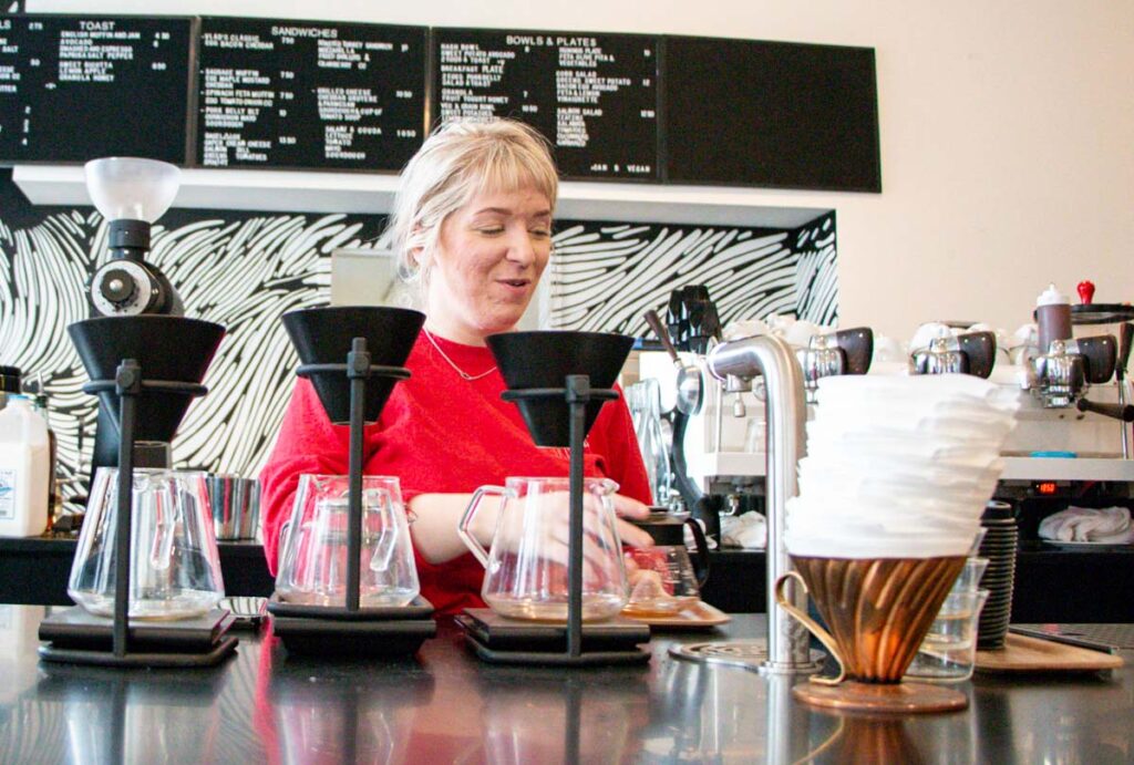 Female Barista at Public Espresso and Coffee in Buffalo