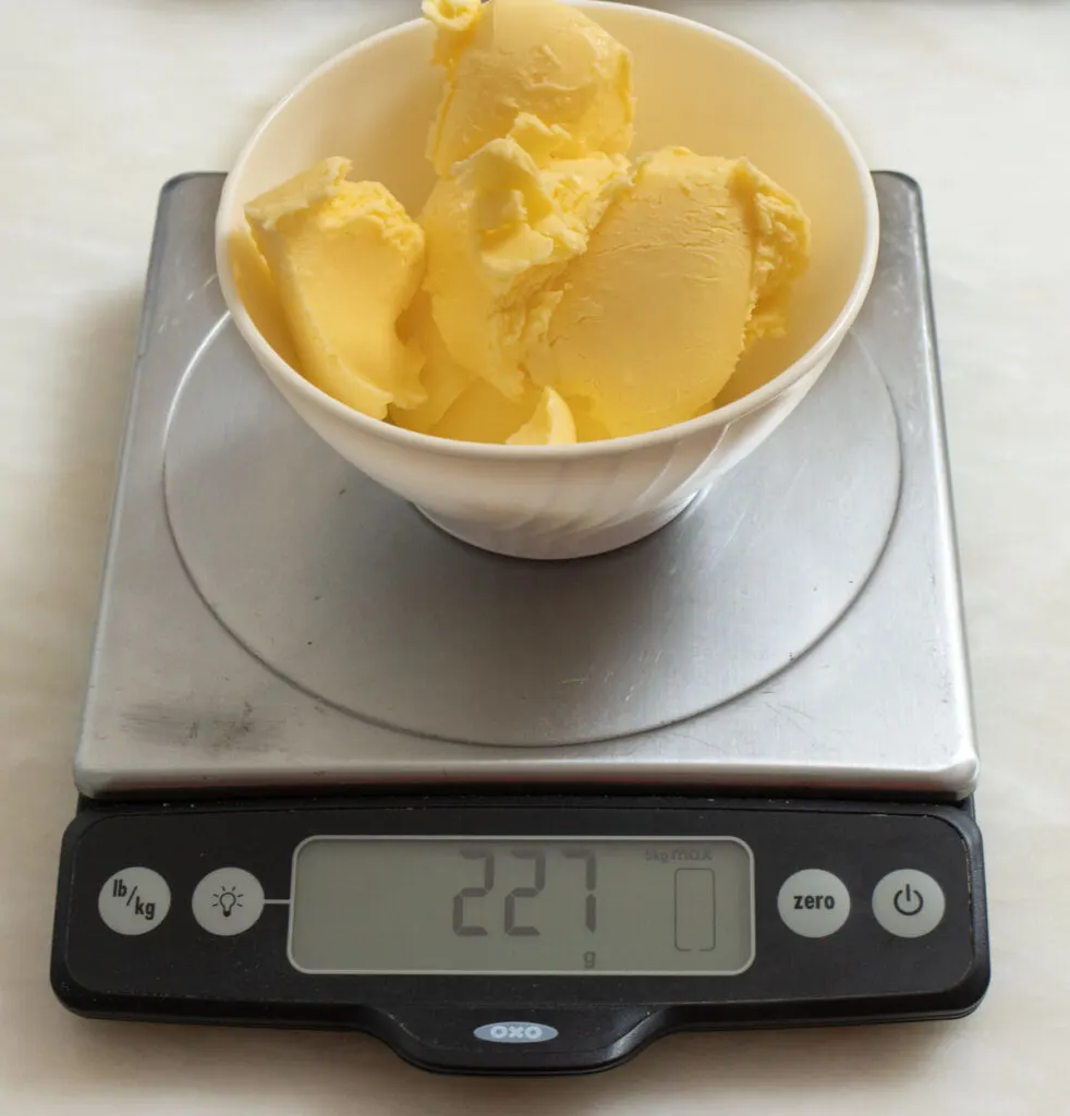 Measuring Butter on a Kitchen Scale
