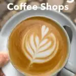 Pinterest image: photo of an a crafted flat white with caption reading "Best Strasbourg Coffee Shops"