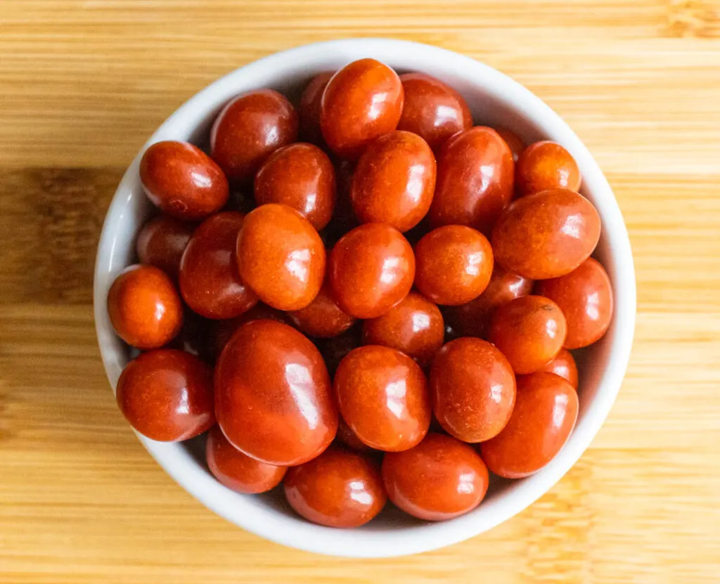 Boston Baked Beans Candy in White Bowl
