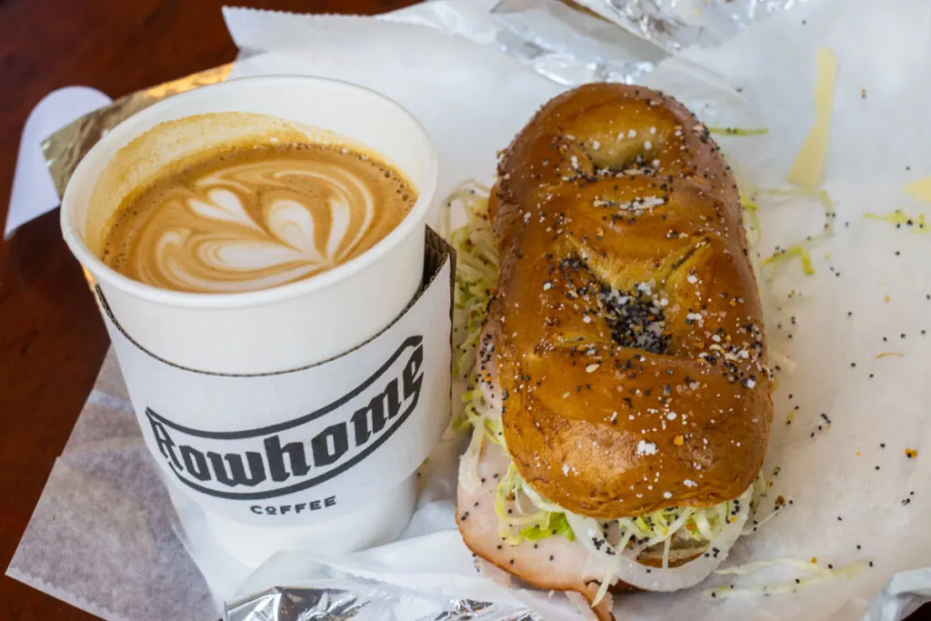Coffee and Sandwich at Rowhouse Coffee in Philadelphia