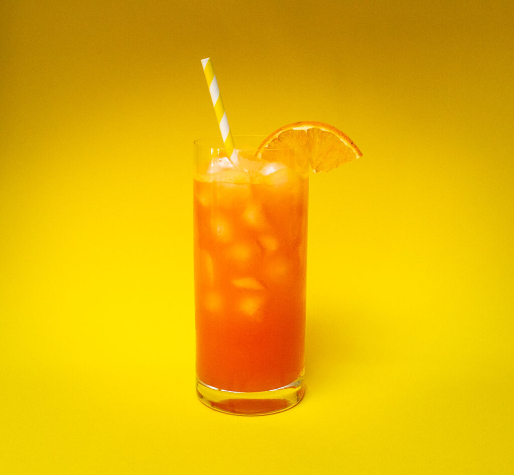 Garibaldi Cocktail with Yellow Background