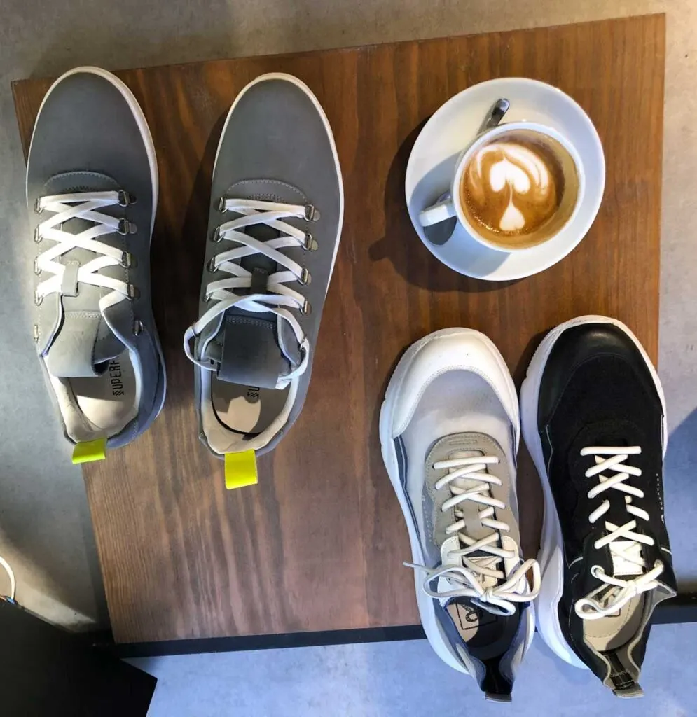 Flat White and Sneakers at SO Coffee Roasters in Porto