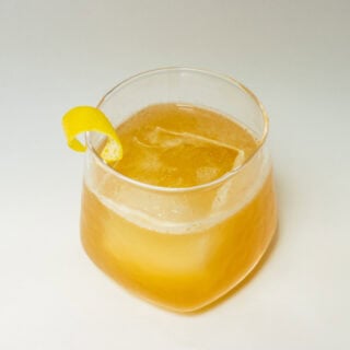 Gold Rush Cocktail from Above with White Background