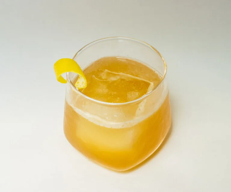 Gold Rush Cocktail from Above with White Background