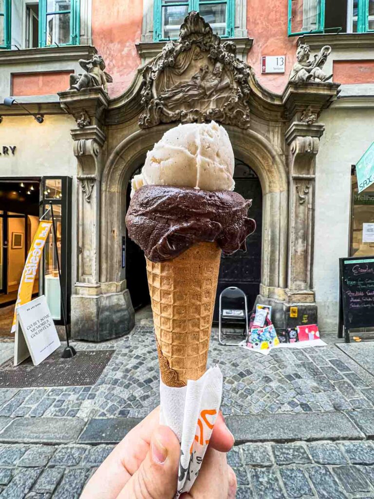 Ice Cream Cone at Sax Eis in Graz