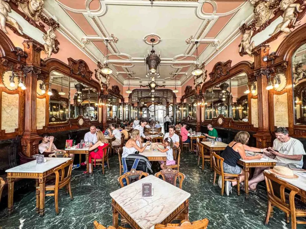 Inside Majestic Cafe in Porto