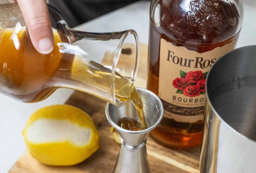 Measuring Honey Syrup for a Gold Rush Cocktail