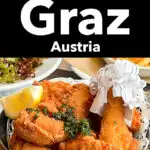 Pinterest image: photo of Graz food with caption reading 