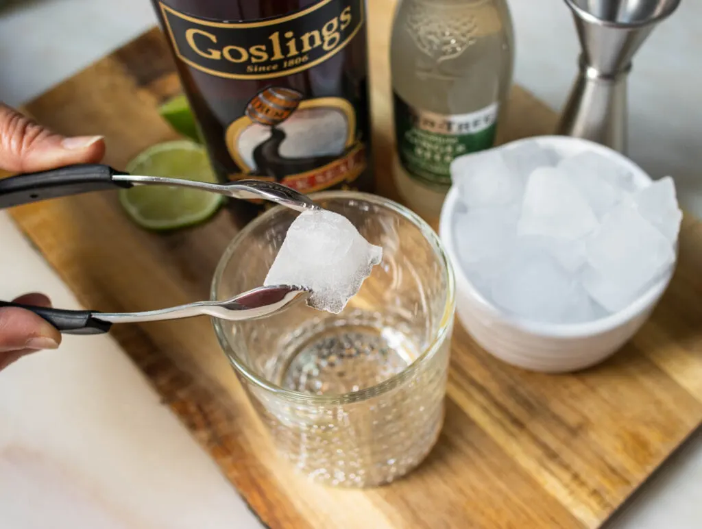 Adding Ice to a Dark and Stormy Cocktail