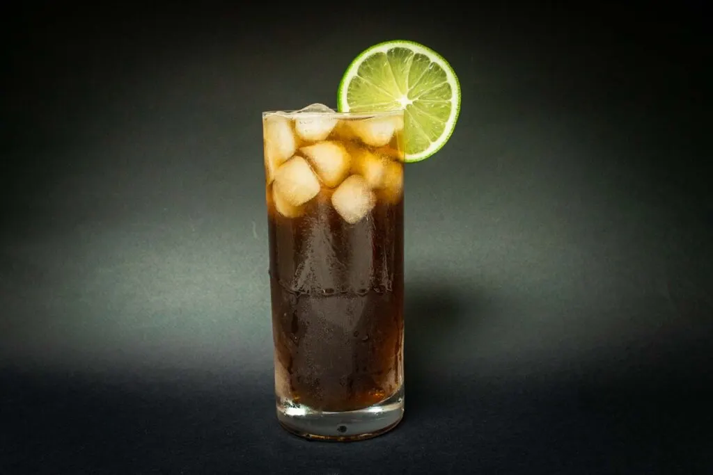 Cuba Libre Cocktail with Black Background