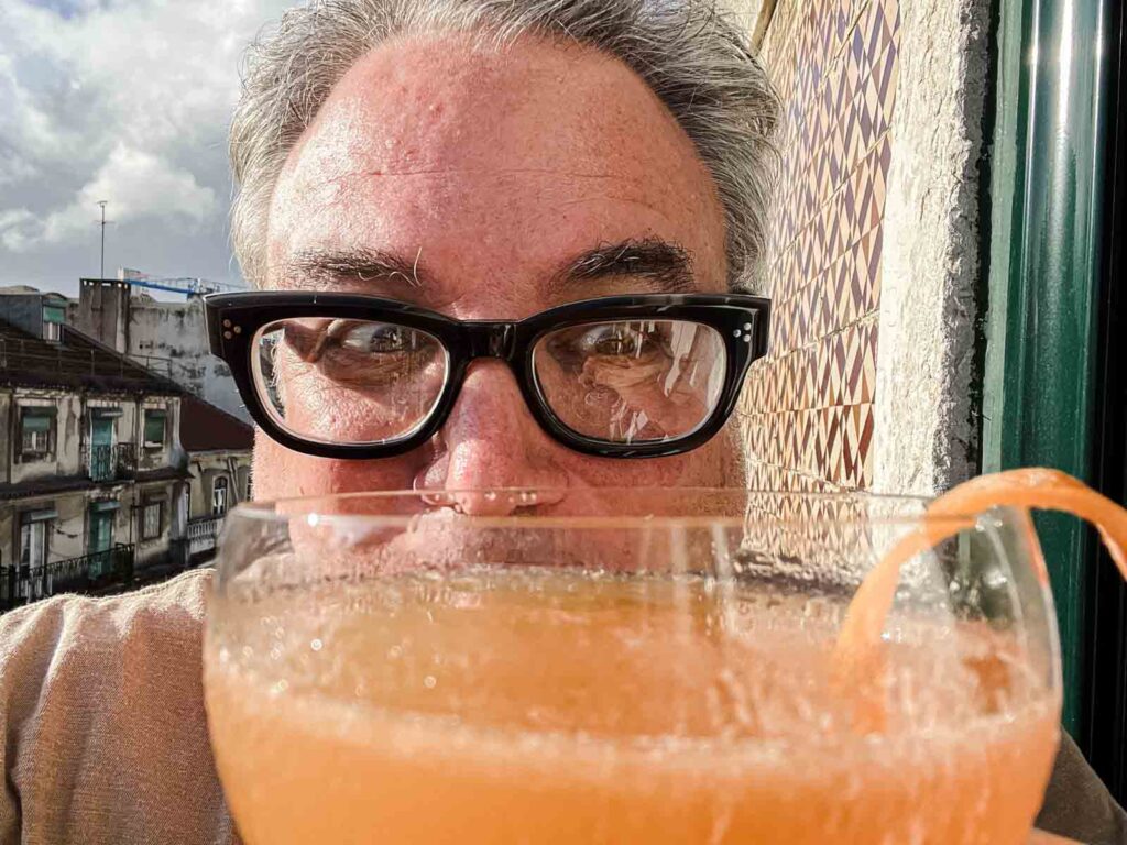 Daryl Drinks a Brown Derby Cocktail on Lisbon Terrace