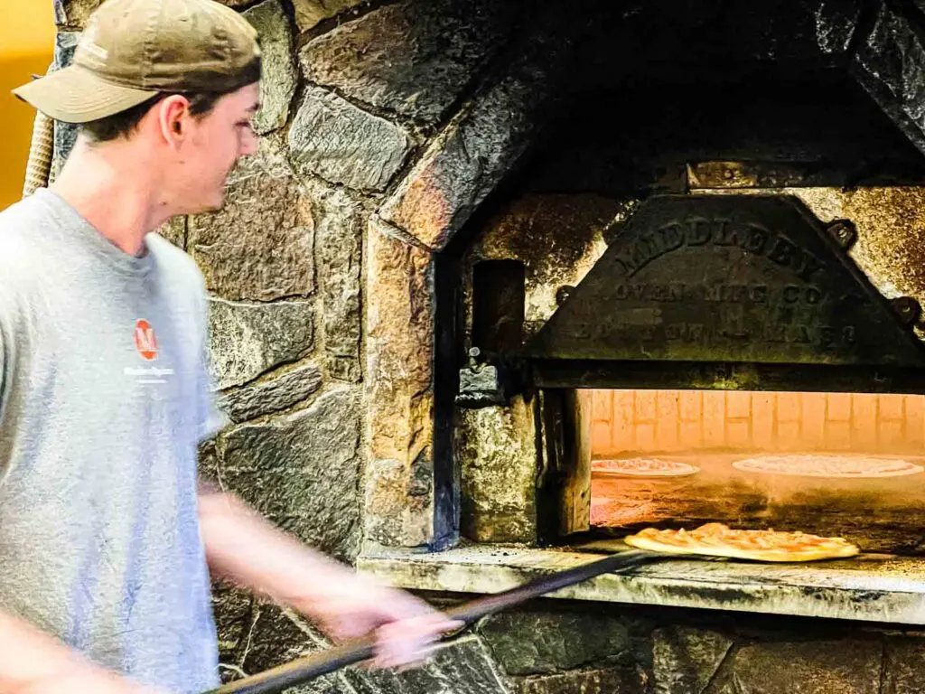 Oil Powered Pizza oven at Modern Apizza in New Haven