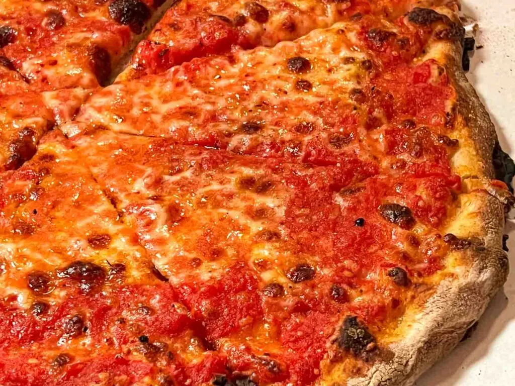 Tomato Mozzarella Pizza at Sallys Apizza in New Haven