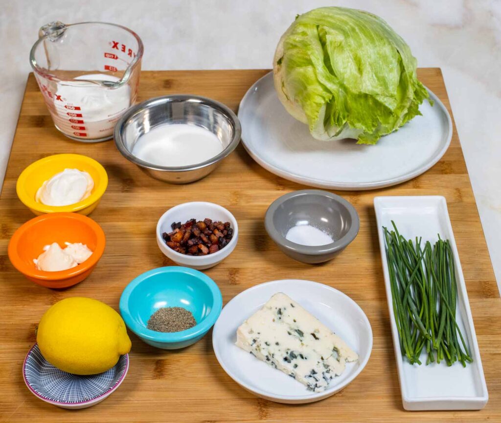 45 Degree view of Mise en Place for Wedge Salad