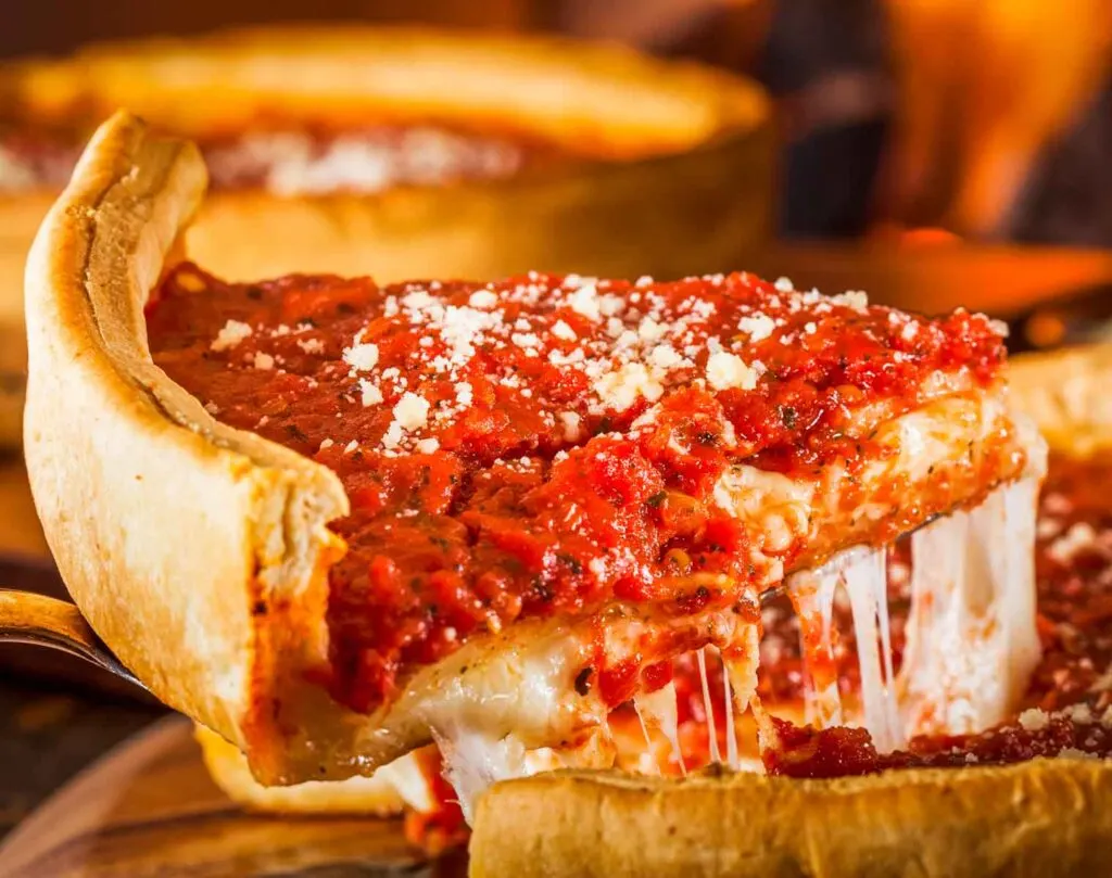 Chicago Style Deep Dish Cheese Pizza - Stock Photo