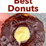 Pinterest image: photo of two donuts with caption reading "World's Best Donuts"