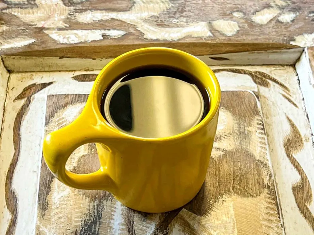Coffee in Yellow Mug at Yellow Brick Coffee in Tucson