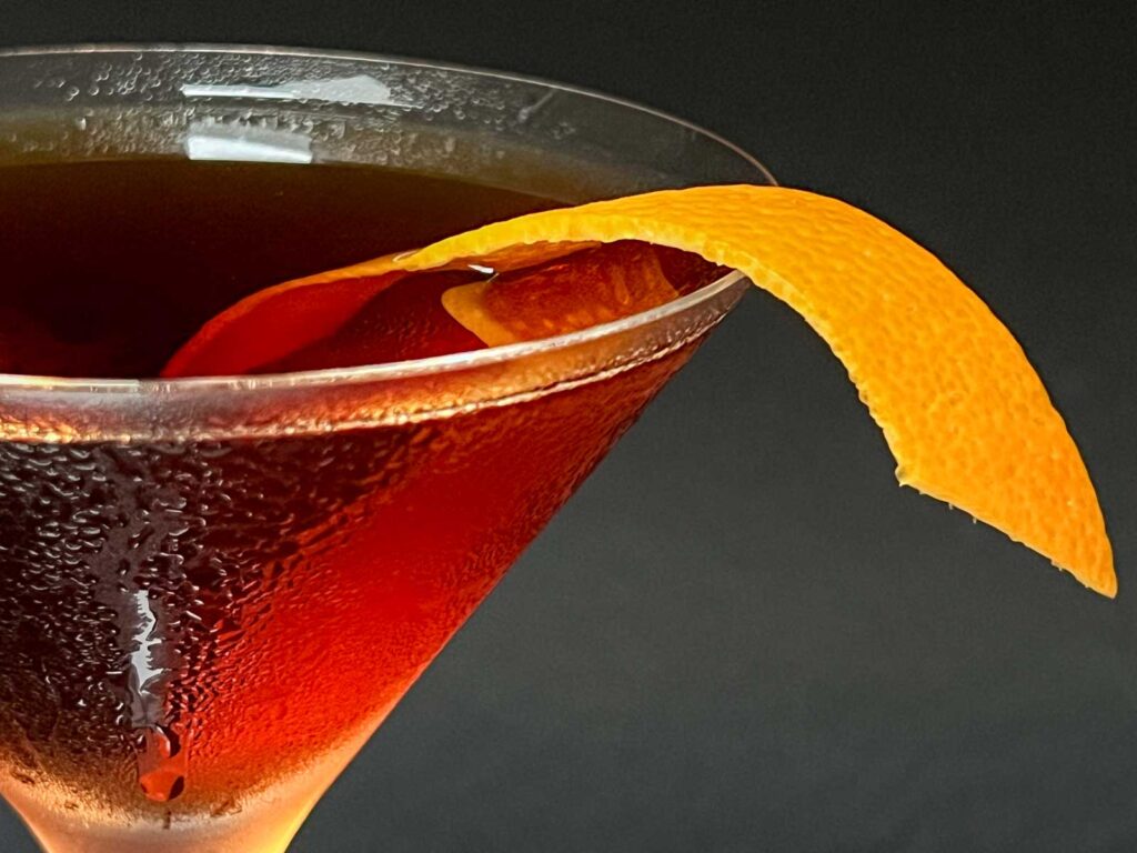 Hanky Panky Cocktail Close Up with Black Background