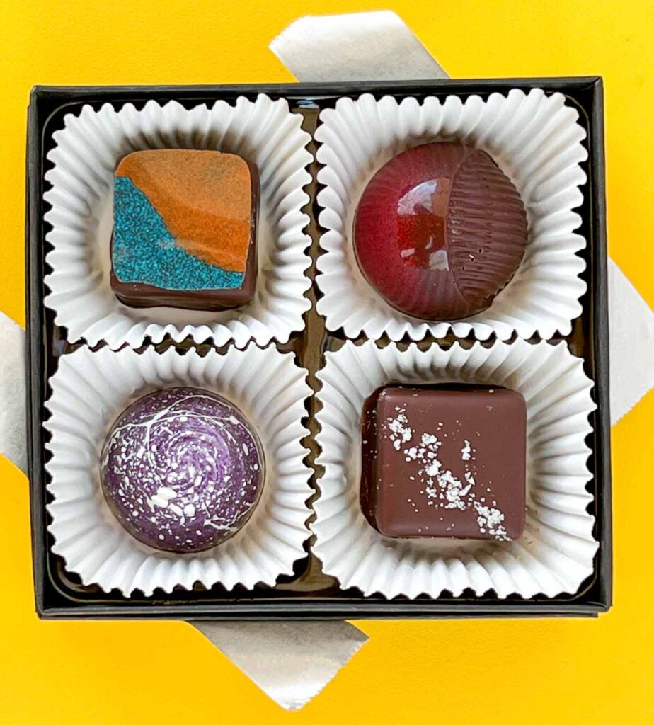 Monsoon Chocolates with Yellow Background in Tucson