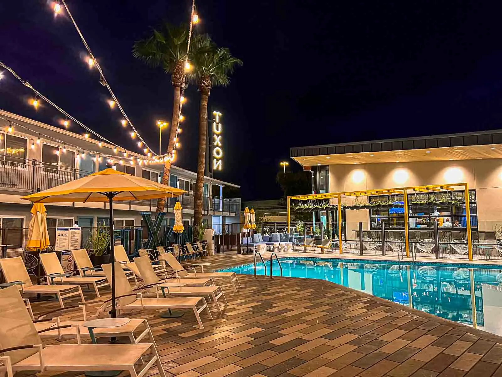 Tuxon Hotel Pool at Night in Tucson