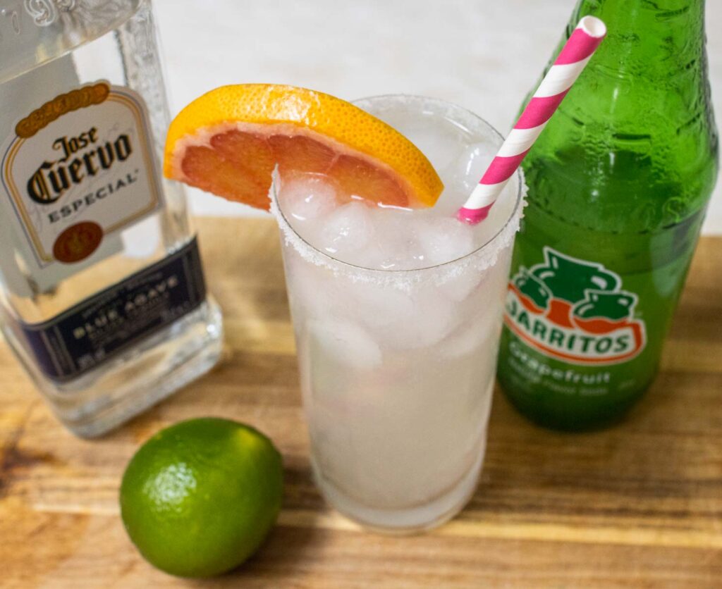 Crafted Paloma Cocktail with Ingredients