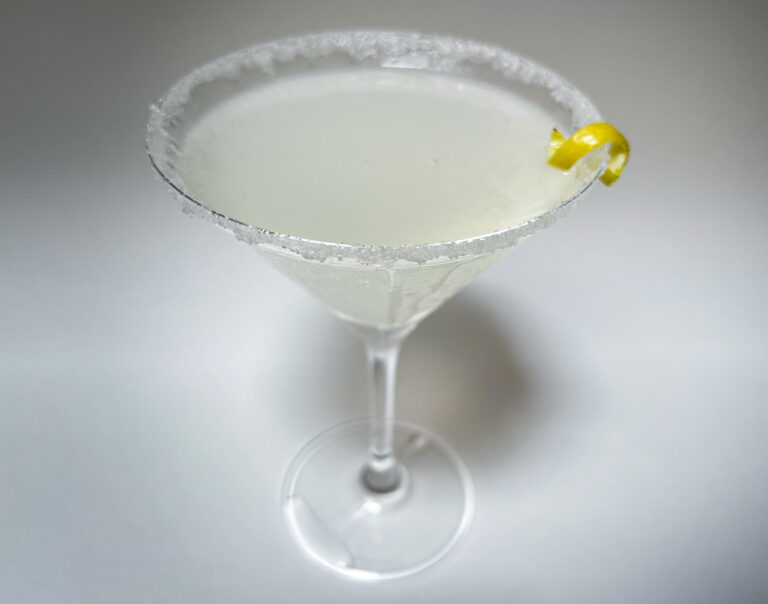 Lemon Drop Martini from Above with White Background