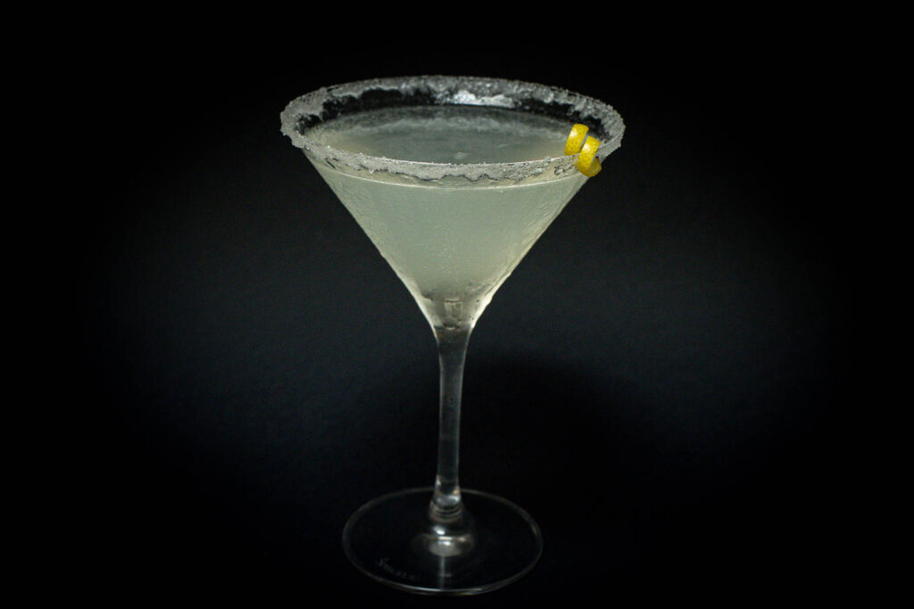 Lemon Drop Martini with Black Background