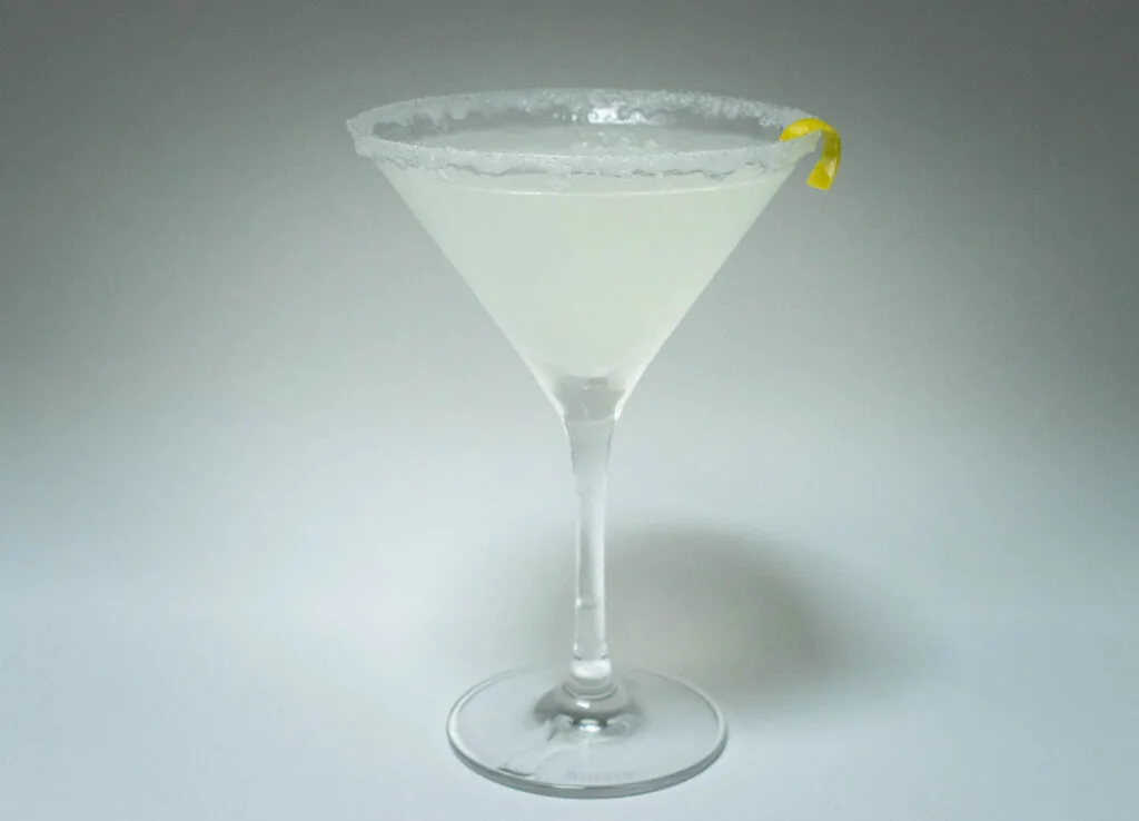Lemon Drop Martini with White Background