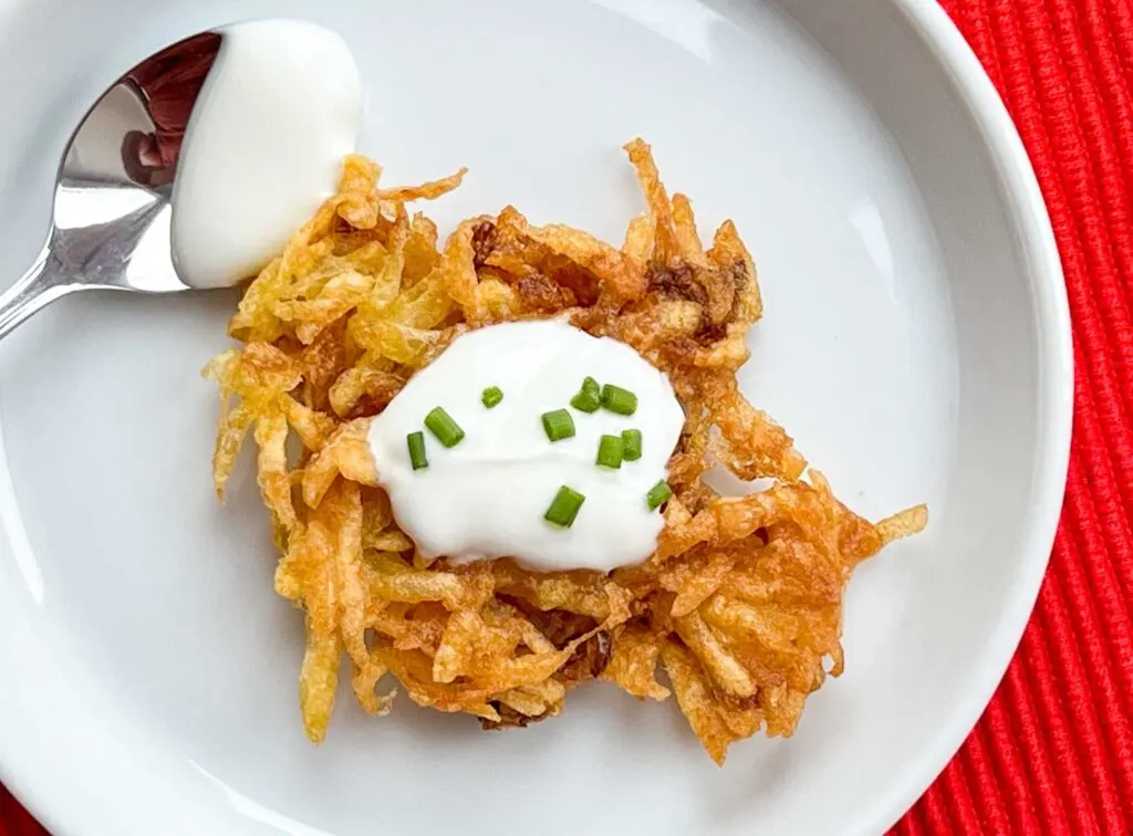 Potato Latke with sour cream and chives
