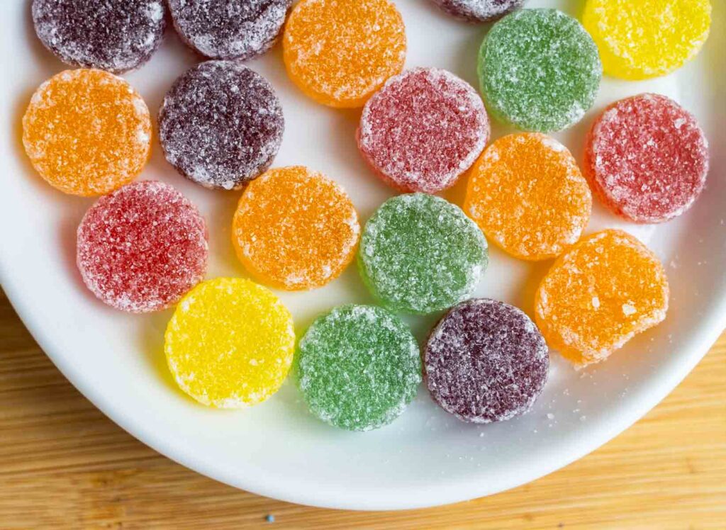 Rowntrees Fruit Pastilles on White plate