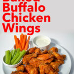 Pinterest image: Baked Buffalo Wings with caption reading 'Easy Baked Buffalo-Style Buffalo Wings'