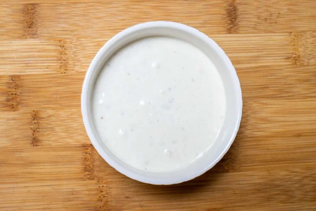 Blue Cheese Dressing in a White Bowl