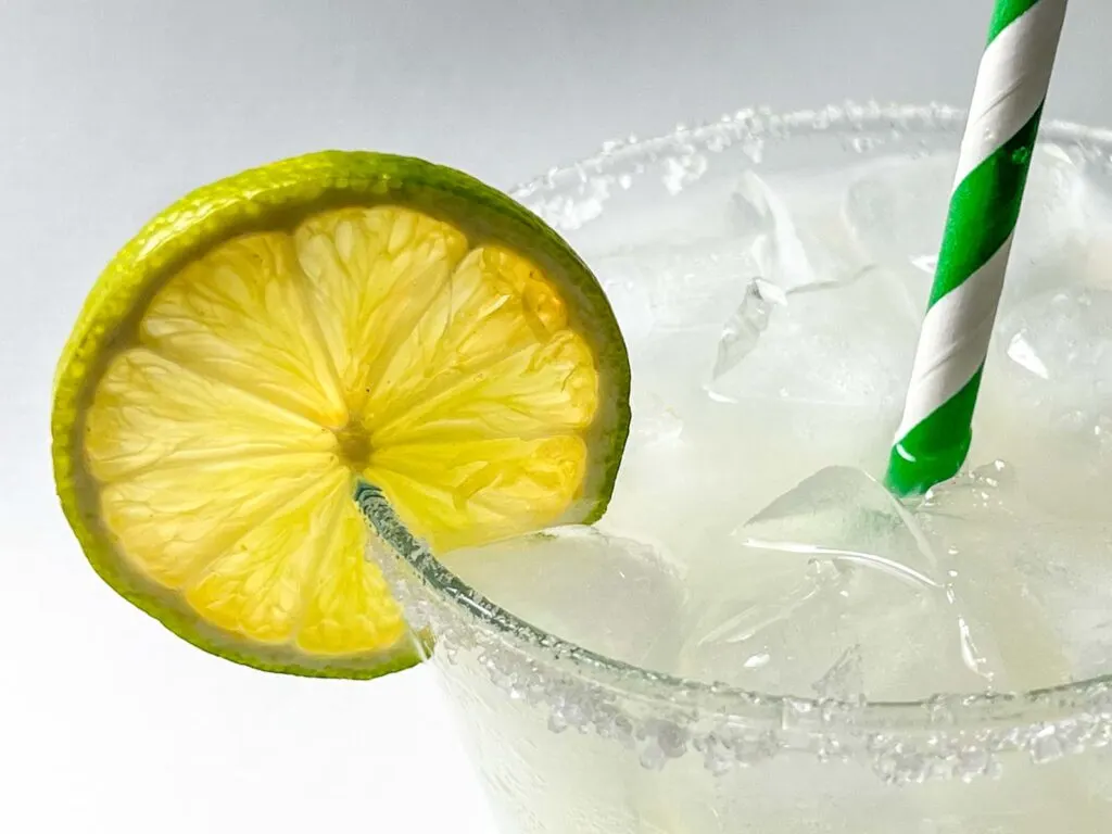 Classic Margarita with Lime Wheel and Straw