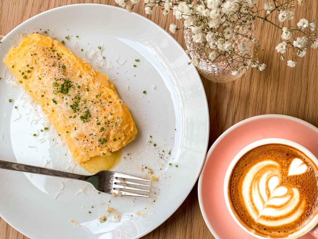 French Omelet and Flat White at Liberty Cafe Lisbon