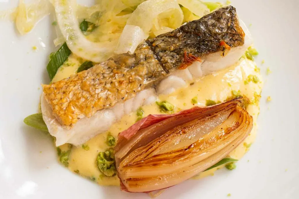 Hake with Corn Sauce at Pierre Sang in Paris France