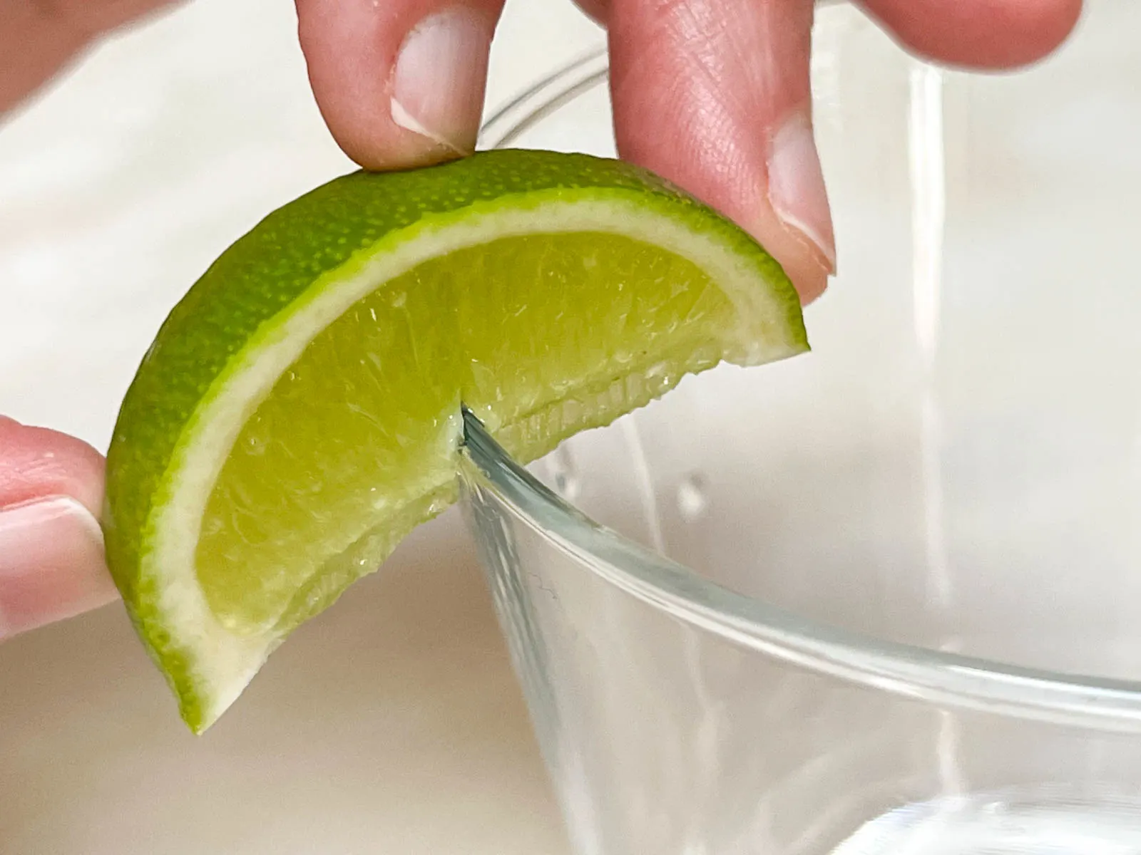 Rubbing Lime on Margarita Glass Rim
