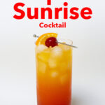 Pinterest image: Tequila Sunrise cocktail with caption reading 'How to Craft a Tequila Sunrise Cocktail
