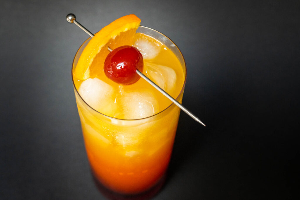 Tequila Sunrise from Above with Black Background