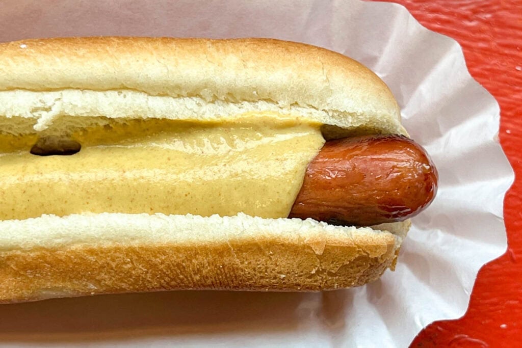 Hot Dog Close Up at Grays Papaya in New York City