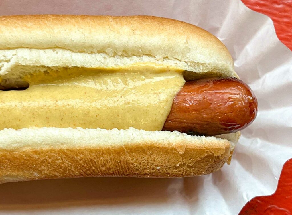 Hot Dog Close Up at Grays Papaya in New York City