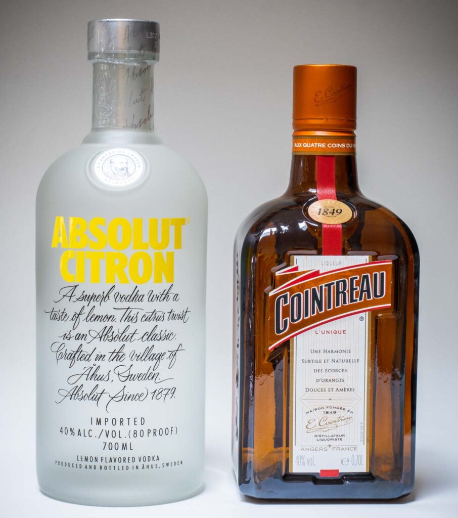Absolut Citron and Cointreau Bottles