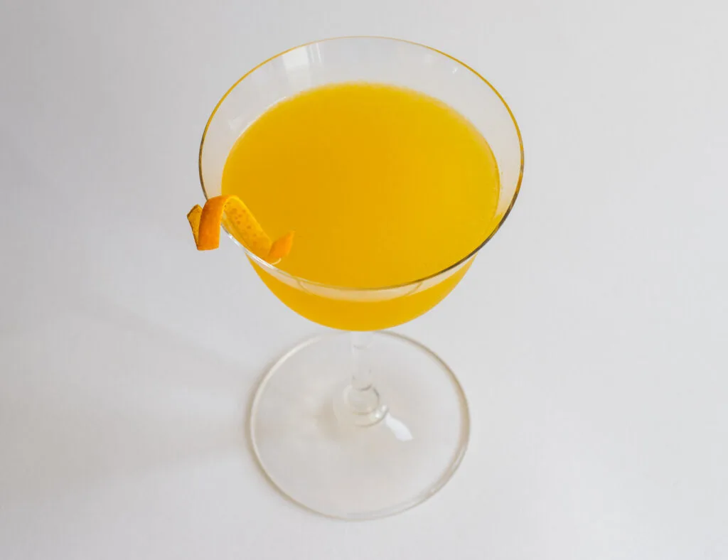 Bronx Cocktail with White Background from Above