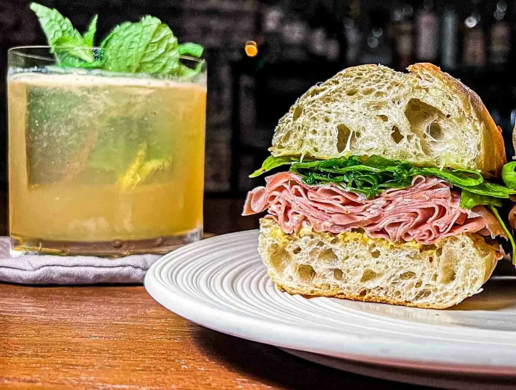 Cocktail and Sandwich at Oriole in Chicago