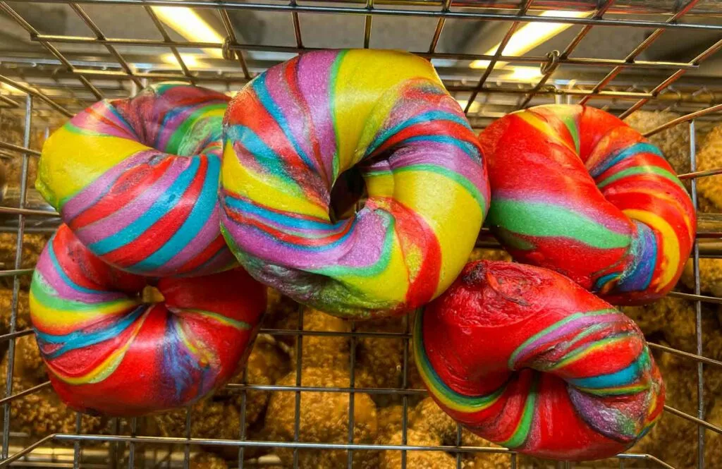 Rainbow Bagels at Baz Bagel in New York City